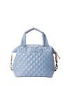 Mz Wallace Sutton Deluxe Small Quilted Crossbody Bag In Stone Blue/silver