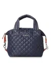 Mz Wallace Sutton Deluxe Small Quilted Nylon Top-handle Bag In Navy