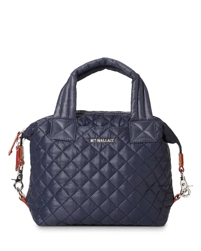 Mz Wallace Sutton Deluxe Small Quilted Nylon Top-handle Bag In Navy