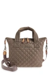 Mz Wallace Small Sutton Quilted Nylon Deluxe Tote In Brown