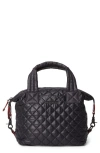 Mz Wallace Sutton Deluxe Small Quilted Top-handle Bag In Black Liquid