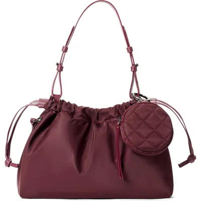 Mz Wallace Small Waverly Nylon Shoulder Bag In Burgundy