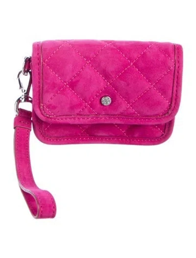 Pre-owned Mz Wallace Suede Wristlet In Pink