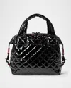 Mz Wallace Sutton Deluxe Small Patent Quilted Crossbody Bag In Black Lacquer Oxford