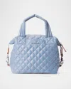 Mz Wallace Sutton Deluxe Small Quilted Crossbody Bag In Stone Blue
