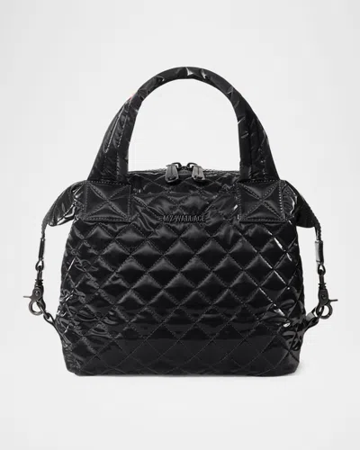 Mz Wallace Sutton Deluxe Small Quilted Top-handle Bag In Black