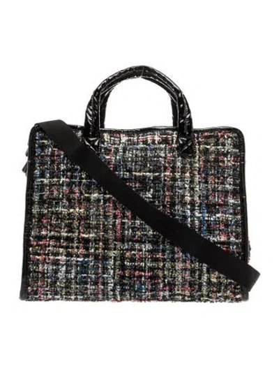 Pre-owned Mz Wallace Tweed Briefcase In Black
