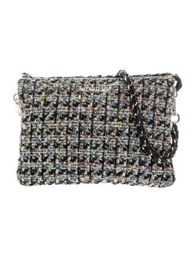 Pre-owned Mz Wallace Tweed Shoulder Bag In Black