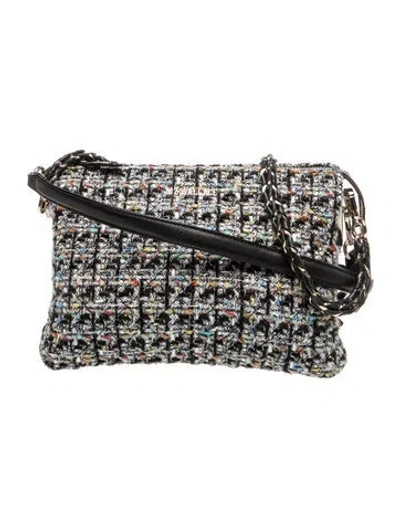 Pre-owned Mz Wallace Tweed Shoulder Bag In Black