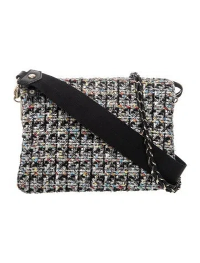 Pre-owned Mz Wallace Tweed Shoulder Bag In Black