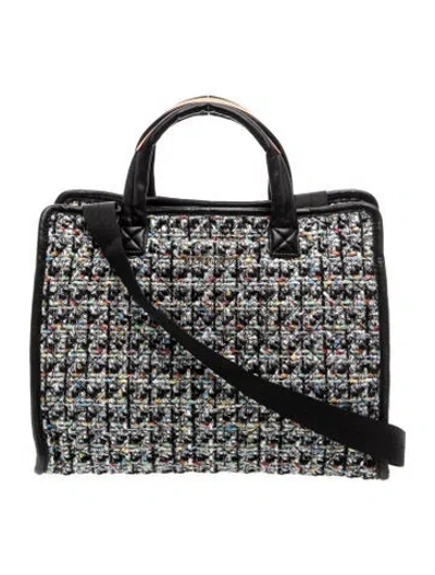 Pre-owned Mz Wallace Tweed Top Handle Bag In Black