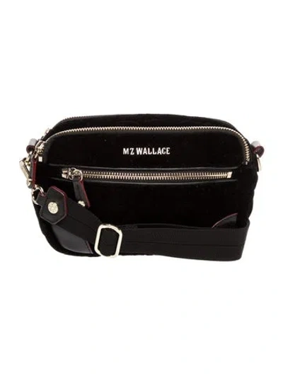 Pre-owned Mz Wallace Velvet Crossbody Bag In Black