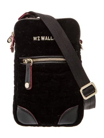 Pre-owned Mz Wallace Velvet Crossbody Bag In Black