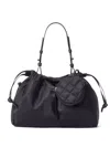Mz Wallace Waverly Small Drawstring Quilted Shoulder Bag In Black