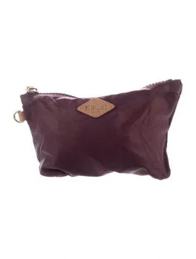 Pre-owned Mz Wallace Woven Leather Trim Cosmetic Bag In Purple
