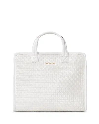 Mz Wallace Woven Medium Box Tote In Pearl Metallic/light Gold