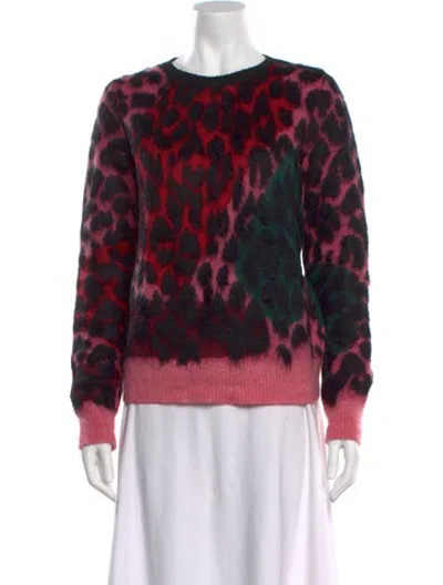 Pre-owned N°21 Animal Print Crew Neck Sweater In Red