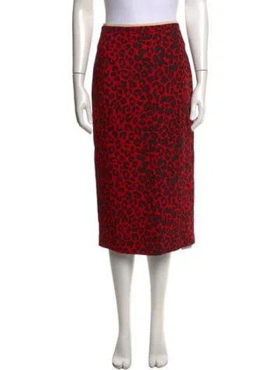 Pre-owned N°21 Animal Print Midi Length Skirt In Red