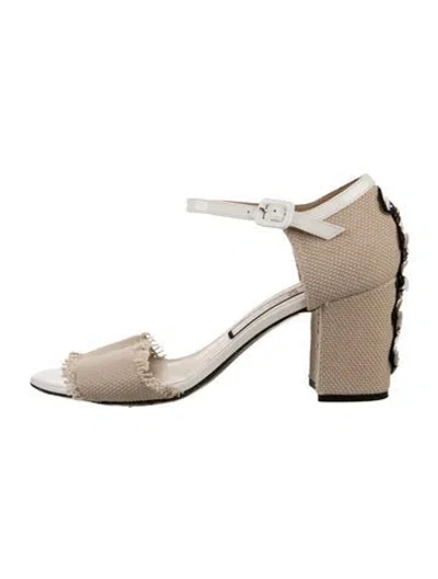 Pre-owned N°21 Canvas Crystal Embellishments Sandals In Neutrals