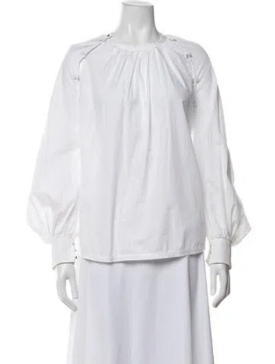 Pre-owned N°21 Crew Neck Long Sleeve Blouse In White