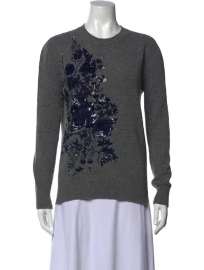 Pre-owned N°21 Floral Print Crew Neck Sweater In Grey