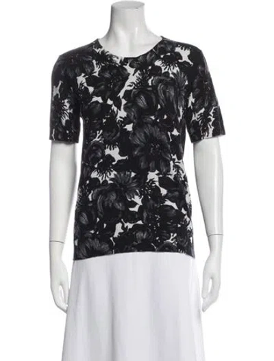 Pre-owned N°21 Floral Print Crew Neck Top In Blue