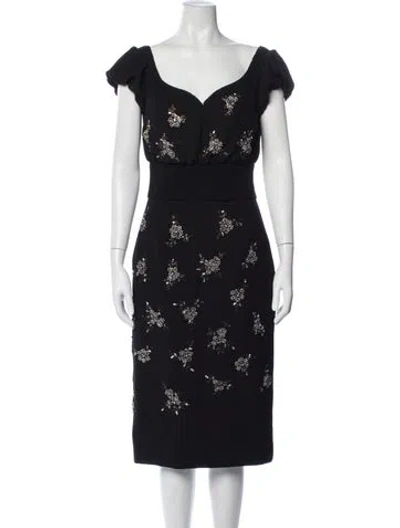Pre-owned N°21 Floral Print Knee-length Dress In Black