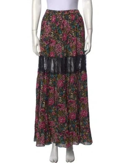 Pre-owned N°21 Floral Print Long Skirt In Black