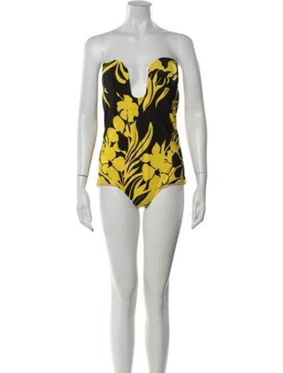 Pre-owned N°21 Floral Print One-piece In Black/yellow
