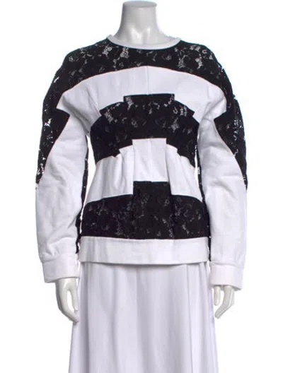 Pre-owned N°21 Lace Pattern Crew Neck Sweater In White
