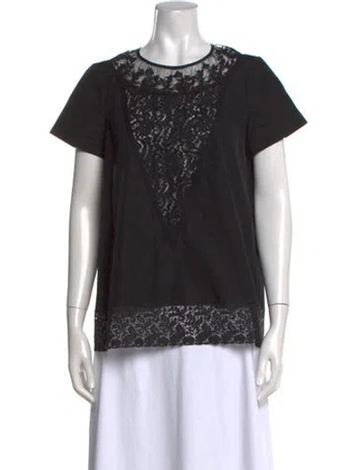 Pre-owned N°21 Lace Pattern Crew Neck Top In Black