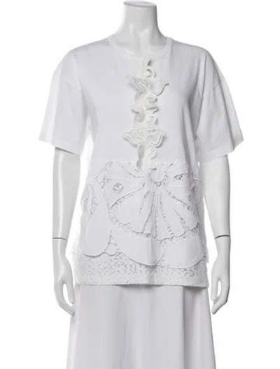 Pre-owned N°21 Lace Pattern Crew Neck Top In White