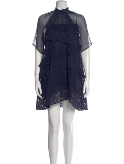Pre-owned N°21 Lace Pattern Mini Dress In Blue