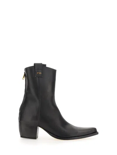 N °21 Nº 21 Leather Boot In Black