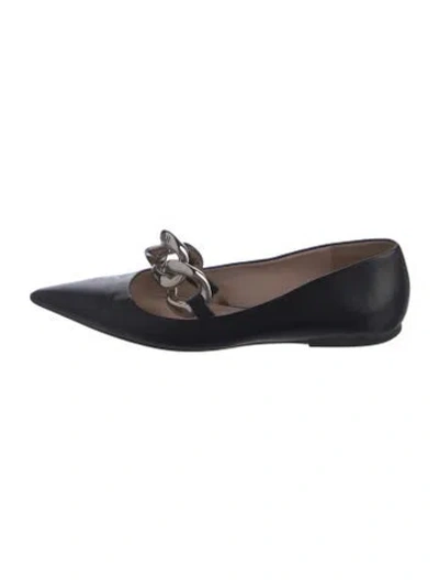 Pre-owned N°21 Leather Chain-link Accents Mary Jane Flats In Black