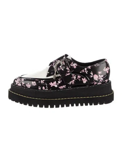 Pre-owned N°21 Patent Leather Floral Print Oxfords In Black