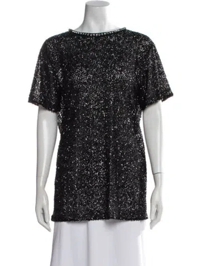 Pre-owned N°21 Patterned Crew Neck Top In Black