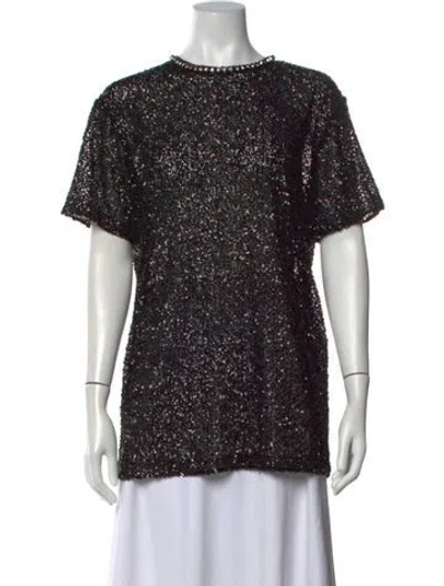 Pre-owned N°21 Patterned Crew Neck Top In Black