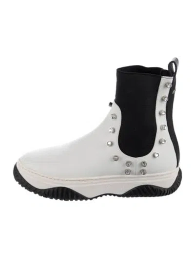 Pre-owned N°21 Signature Logo Leather Chelsea Boots In White