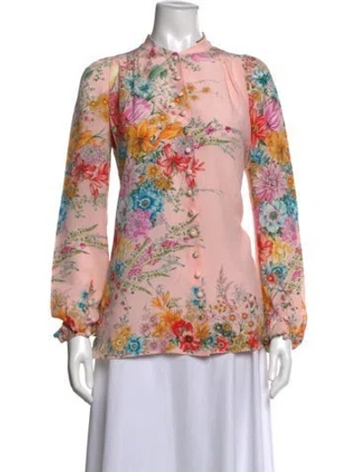 Pre-owned N°21 Silk Floral Print Blouse In Neutrals
