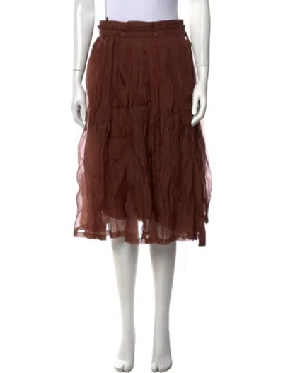 Pre-owned N°21 Silk Midi Length Skirt In Brown