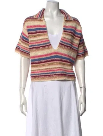 Pre-owned N°21 Striped V-neck Sweater W/ Tags In Multicolor