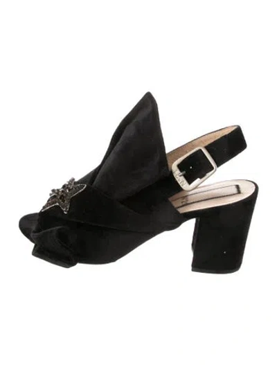 Pre-owned N°21 Suede Crystal Embellishments Slingback Pumps In Black