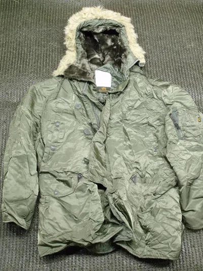 Pre-owned N-3b Alpha Industries Made In Usa  Army Military Cold Weather Parka Od Green
