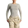 N By Naked Wardrobe Bare Crewneck Long Sleeve Bodysuit In Grey