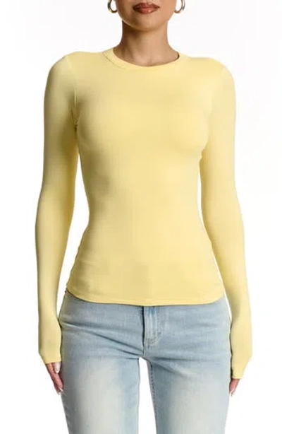 N By Naked Wardrobe Bare Crewneck Long Sleeve Top In Buttercream