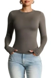 N By Naked Wardrobe Bare Crewneck Long Sleeve Top In Charcoal