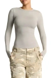 N By Naked Wardrobe Bare Crewneck Long Sleeve Top In Grey