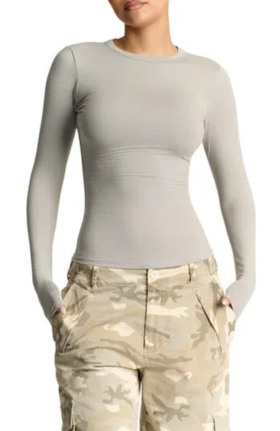 N By Naked Wardrobe Bare Crewneck Long Sleeve Top In Grey