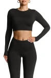 N By Naked Wardrobe Bare Long Sleeve Crop Top In Black